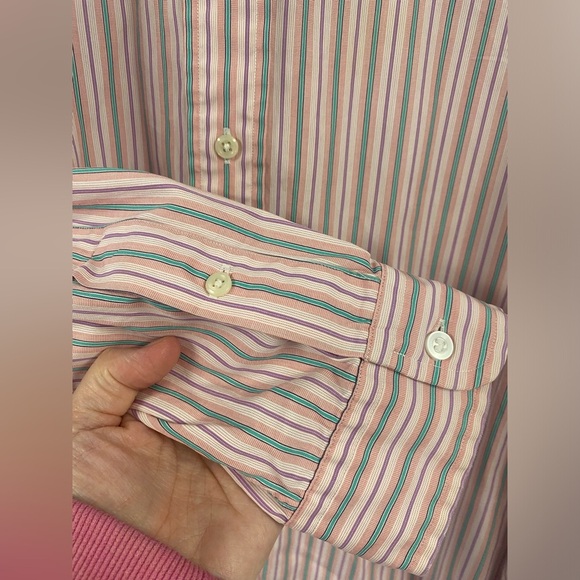 Ralph Lauren Classic Fit Cotton Button Down Long Sleeved Striped Size XL Shirt - Picture 4 of 11